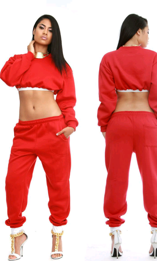 Red revamped sweatsuit